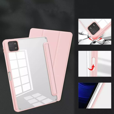 Mbrojtëse tableti Tech-Protect SC Pen Hybrid për Xiaomi Pad 6 dhe 6 Pro, kapak që bëhet bazë, vend për stylus, rozë