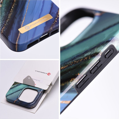 Kuti mbrojtëse Forcell F-PROTECT Mirage Jade Marble, MagSafe, për iPhone 15 Plus, blu jeshile
