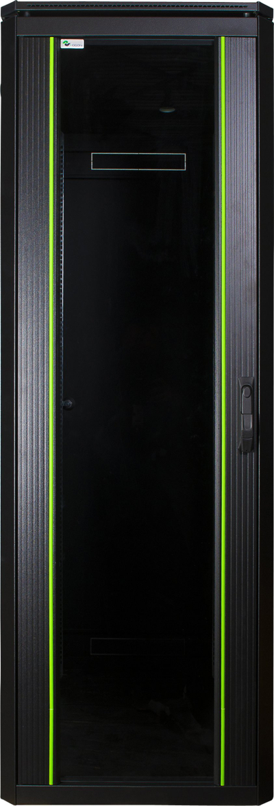 Kabinet rack dyshemeje Lanview RDL36U61BL, 36U, me derë xhami, ngjyrë e zezë