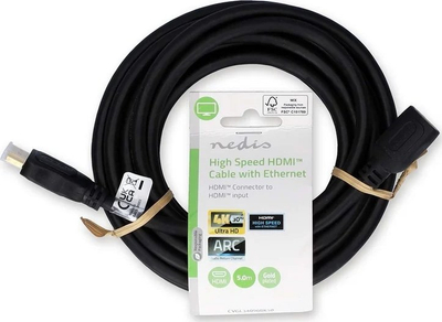 Kabllo zgjatëse HDMI NEDIS, High Speed, 4K me Ethernet, 5m, e zezë