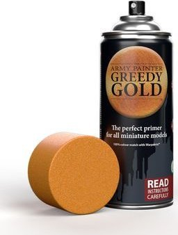 Sprej primer për miniatura Army Painter Colour Primer Greedy Gold, efekt metalik, i artë