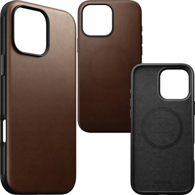 Mbështjellës telefoni Nomad Modern Leather Case, për iPhone 16 Pro, MagSafe, kafe