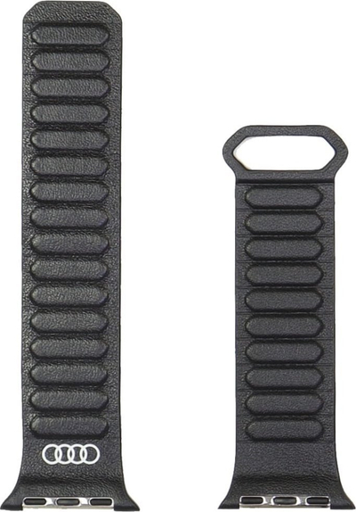 Rrip për Apple Watch Audi Logo Genuine Leather Magnetic, 40 41 42mm, lëkurë e vërtetë, i zi