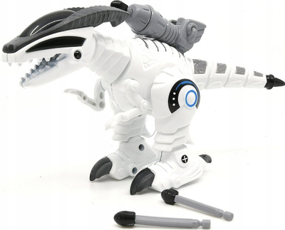 Lodër dinosauri robotik Figure Hippo Dinosaur, metal, me drita dhe zhurma, i bardhë