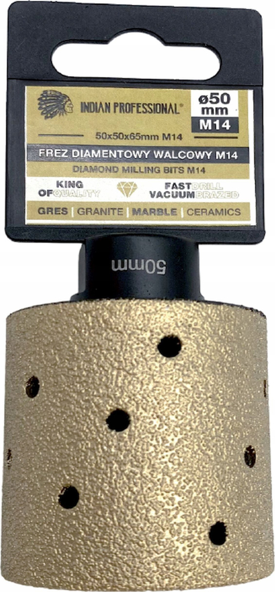 Fre cilindrike diamant INDIAN PROFESSIONAL IP7723, M14, diametër 50mm