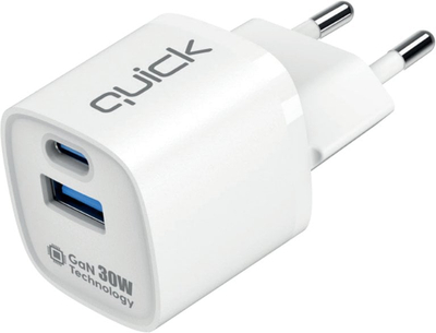Karikues muri Quick QG-322, 1x USB-A, 1x USB-C, i bardhë