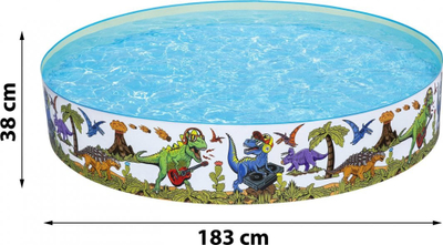 Pishinë për fëmijë Bestway Dinosaurous Fill N Fun, 183x38cm, motiv dinosaurë, shumëngjyrëshe