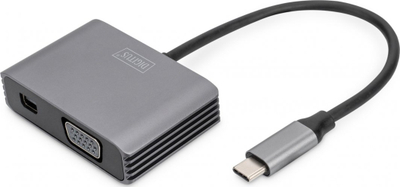 Видео адаптер Дижитус USB-Ц, мини дисплејпорт VGA, 4K, сив