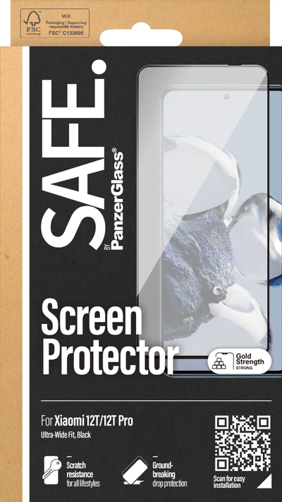 Mbrojtës ekrani SAFE by PanzerGlass për Xiaomi 12T 12T Pro, xham i temperuar, Ultra Wide Fit, transparent