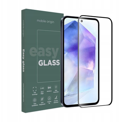 Xham mbrojtës Mobile Origin EasyGlass për Samsung Galaxy A56 5G, 9H, mbulim i plotë, me kornizë të zezë