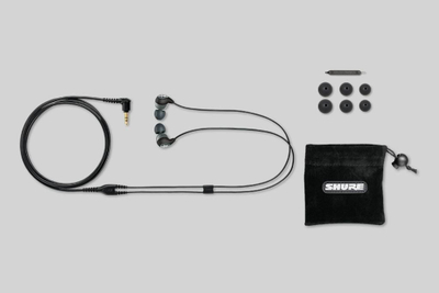Слушалки Shure SE112 GR, во уво со кабел, изолација на звук 37 dB, сиво и црно