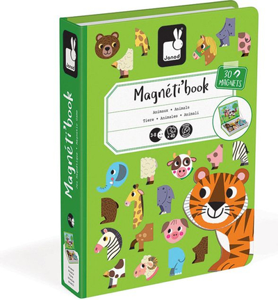 Lодра магнетна Janod Magnetibook Животни, магнетна сложувалка, разнобојна