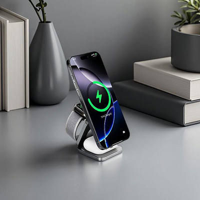 Karikues wireless CubeNest Qi2.2 SQ312 Ultra, 3 në 1, 35W, gri