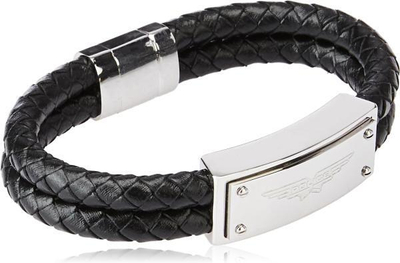 Byzylyk për meshkuj Police Wing PEJGB2102532, 19 cm, i zi/argjendtë