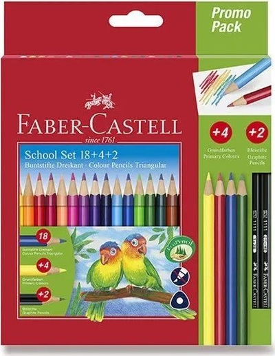Set lapsa me ngjyra Faber-Castell 201597, trekëndor, 24 copë, shumëngjyrëshe