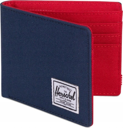 Portofol Herschel Supply ROY, bi-fold, me RFID, blu e kuqe