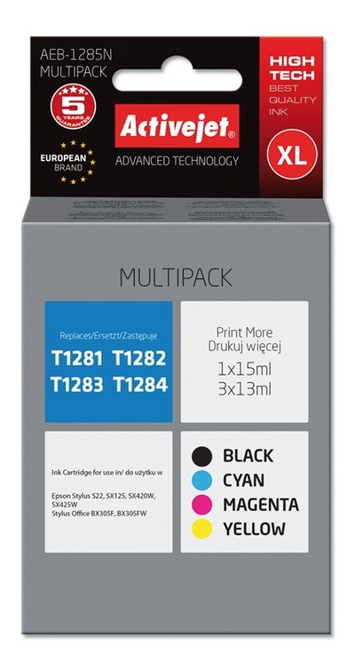 Ngjyrë printeri Activejet AEB-1285N, multi-pack, i zi/magneta/cian/i verdhë