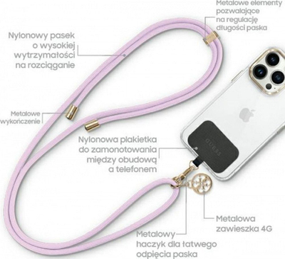 Rrip universal telefoni Guess CBDY Cord, 150 cm, najlon, lejla