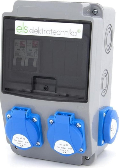 Panel shpërndarje KOOP Elektro 6NO42C00, 4 priza 16A 230V, IP54, gri