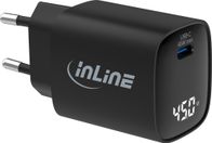 Karikues muri InLine, USB C, 45W PD GaN, me ekran, i bardhë