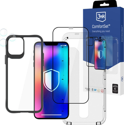 Set mbrojtës 3MK Apple iPhone 12 Pro Max Comfort Set 4 in 1, xham i temperu, kapak Satin Armor Case+