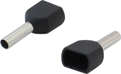 Tule tulejkë dyshe EPM, 2x1.5mm, të zeza, set 10 copë