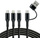 Kabllo karikimi everActive CBB-1.2ALL, 3n1 USB-C Lightning micro USB, 120cm 3A, e zezë