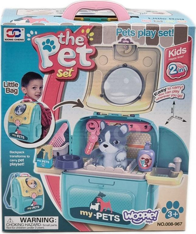 Lodër veterinari WOOPIE Doggy Backpack, set 2 në 1, shpinore me qenush, shumëngjyrëshe