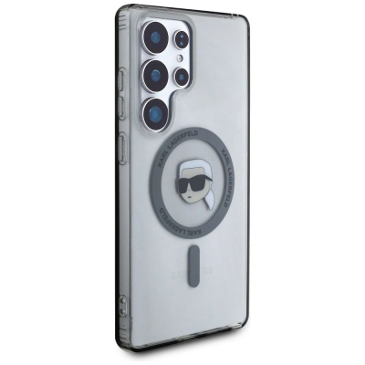 Kapak telefoni Karl Lagerfeld Button MagSafe për Galaxy S25 Ultra, TPU PC, transparent