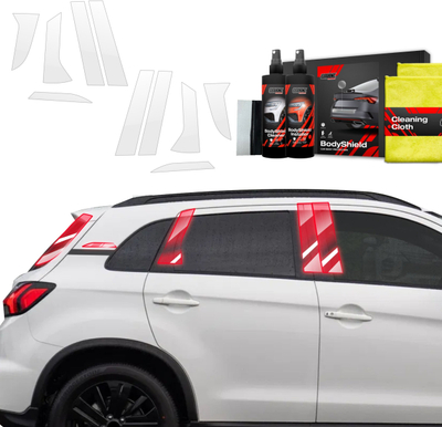 Folie mbrojtëse shtyllash BodyShield 10in1 për Mitsubishi ASX Facelift 2024 2025, PPF transparente, set komplet, e tejdukshme