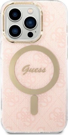 Set aksesorësh Guess GUBPP14LH4EACSP, për iPhone 14 Pro 6.1", karikues wireless MagSafe, rozë