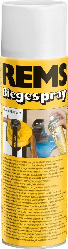 Sprej lubrifikant për tubacione Rems Biegespray, 400ml, për përkulje metalike, i verdhë