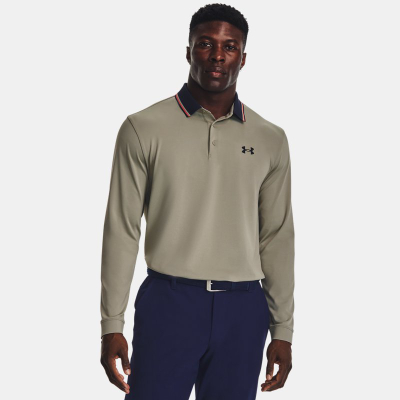 Këmishë polo Under Armour Playoff 3.0 për meshkuj, mëngë të gjata, XXL, jeshile Grove dhe blu Midnight Navy
