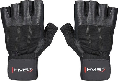 Ракавици за фитнес Mittens HMS RST04, кожа, потпора за зглоб, црни