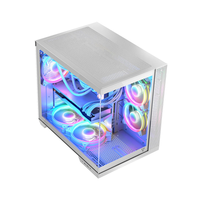 Kasa kompjuteri Modecom Volcano Panorama Apex ARGB 7F, ATX, 7 ventilatorë ARGB, e bardhë