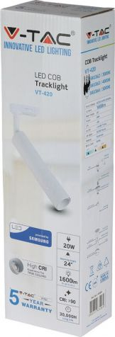 Spot tavan LED V-TAC VT-420, 20W, 1600lm, i bardhë