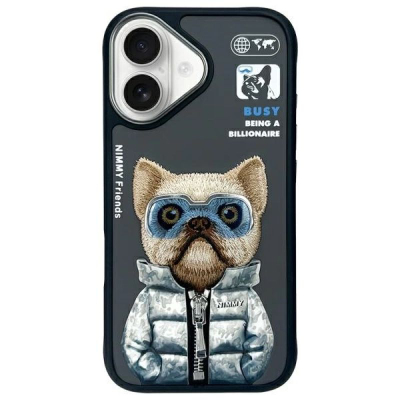 Kapak telefoni Nimmy Cool&Cute 2.0 Dog, për iPhone 16 6.1", i zi