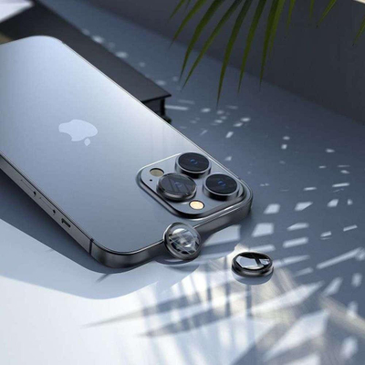 Mbrojtëse lente kamere Hofi Camring Pro+, për iPhone 13 Pro edhe 13 Pro Max, xham me alumini, e zezë