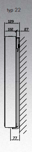 Radiator Stelrad VERTEX STYLE, lloji 22, 600x1600mm, i bardhë