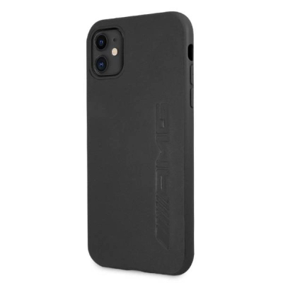 Mbulesë telefoni Mercedes AMG me lëkurë, e stampuar me nxehtësi, për iPhone 11, 6.1", e zezë