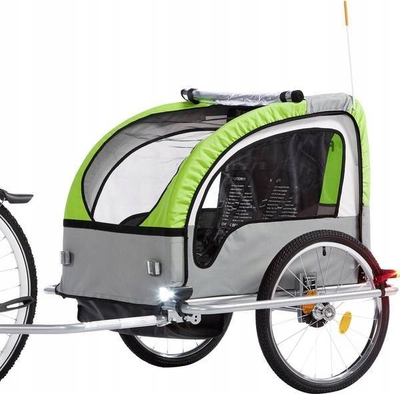Rimorkio biçiklete për kalamaj Fischer Comfort, për 1–2 kalamaj, skelet metalik, zi jeshile