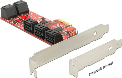 Kartë kontrolli Delock 89384, 10x SATA3, low profile, e zezë