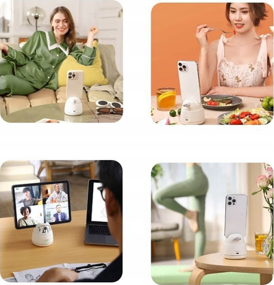 Qëndrim smartphone Hohem Go, ndjekje automatike AI 360°, rrotullim 2 akse, i bardhë