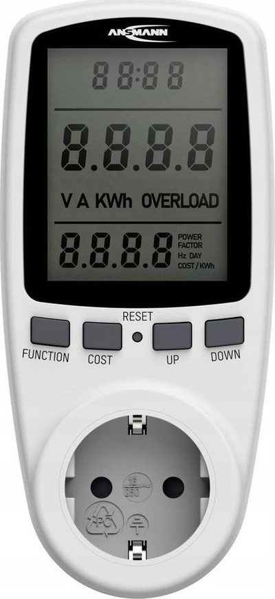 Мерaч на потрошувачка на енергија Ансман APM2, до 3680 W, голем екран, сив