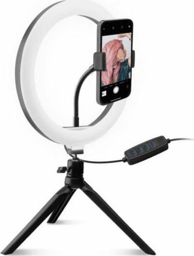 Unazë drite selfie SBS TESELFIERING8, 20 cm, me Bluetooth, e zezë