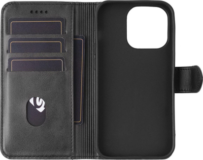 Këllëf telefoni ESTUFF ES67110007, lëkurë, flip wallet, i zi