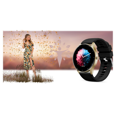 Smartwatch Gravity GT2-3, ekran 1.28" IPS, Bluetooth 5.1, ari me të zezë