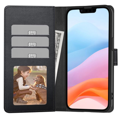 Kllëf telefoni Tech-Protect Wallet për Motorola Moto G56 5G, lëkurë eko, me magnet, i zi