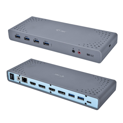 Doking stacion USB-C i-Tec CADUAL4KDOCK, dyfish 4K, USB 3.0, gri