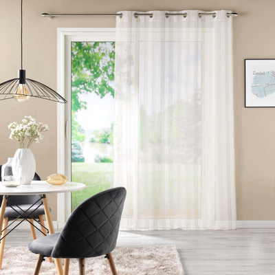 Perde me unaza CHARLIZE, 140x240 cm, pëlhurë jacquard, e bardhë